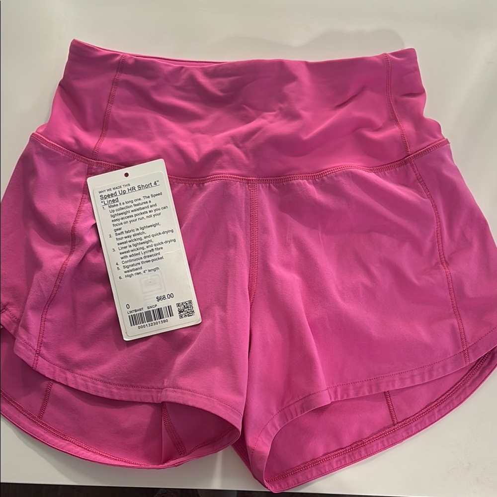 Lululemon sonic pink speed up high-rise shorts 4’ lined
